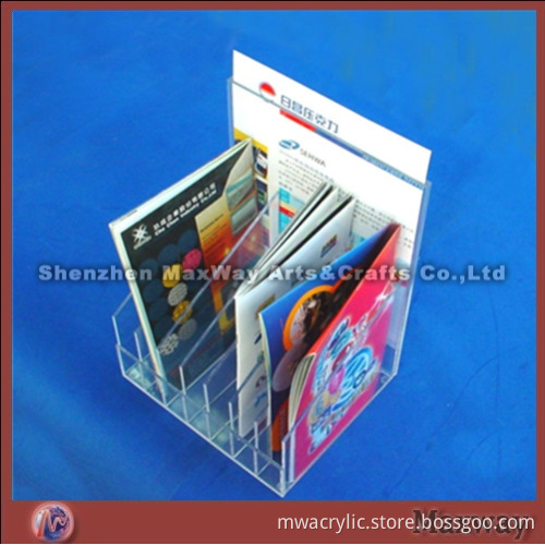 Transparent 7-Pocket Plexiglass Brochure/Leaflet/Book Display Holder/Stand/Container